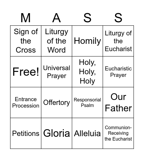 Order of the Mass Bingo Card