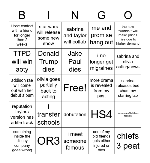 2025 Bingo Card