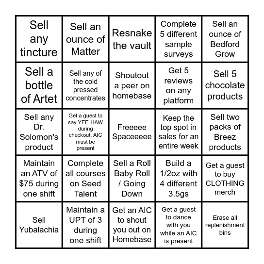 Bingo Buds Bingo Card