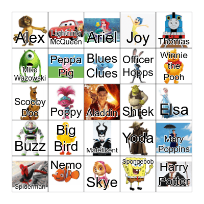 Fictional Character Bingo! Bingo Card