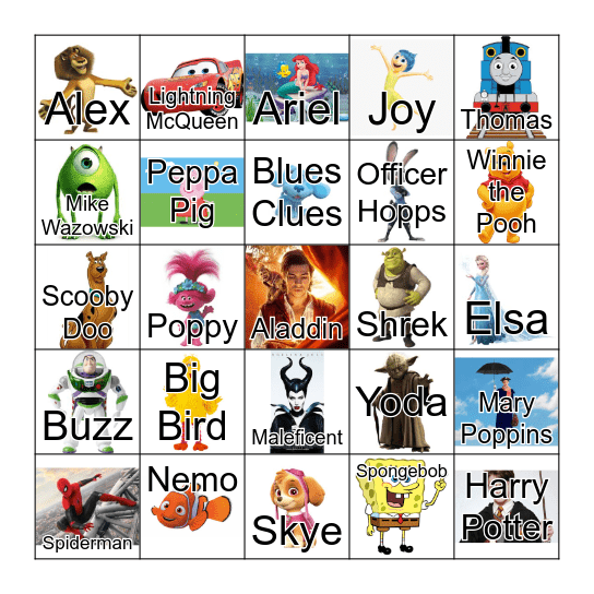 Fictional Character Bingo! Bingo Card