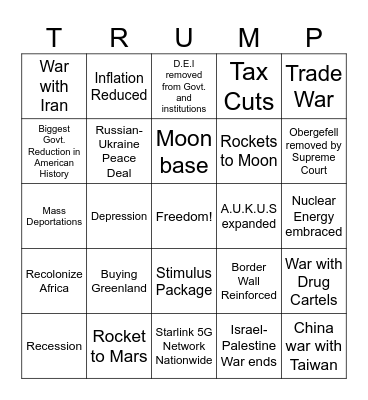 TRUMP 2024 Bingo Card