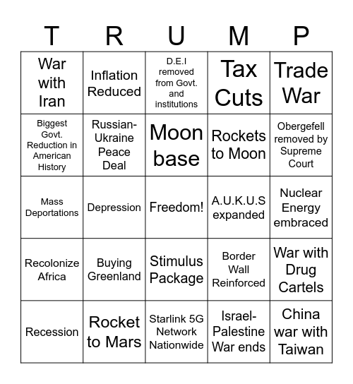 TRUMP 2024 Bingo Card