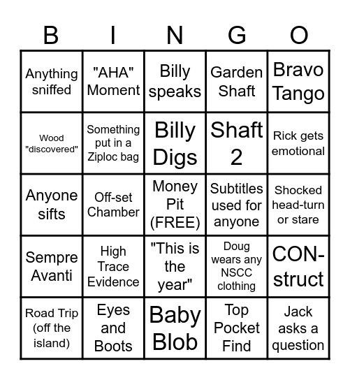 The Curse of Oak Island Bingo Card
