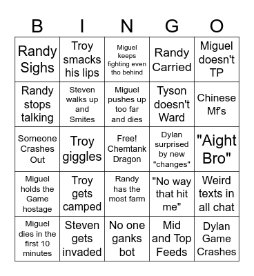 Spellcaster League Bingo Card