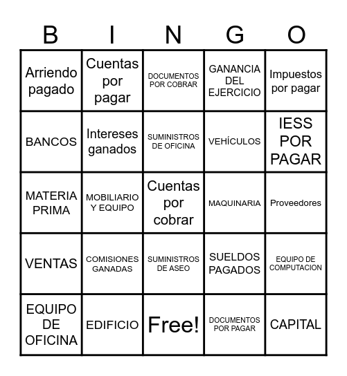 CUENTAS Bingo Card