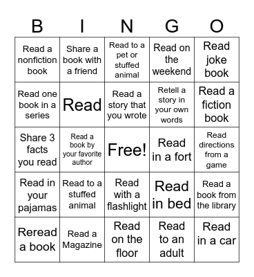 2nd Grade Reading Bingo Card