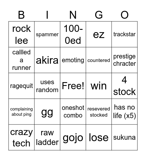 ABA BINGO Card