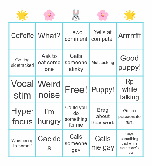 Bunny Bingo Card