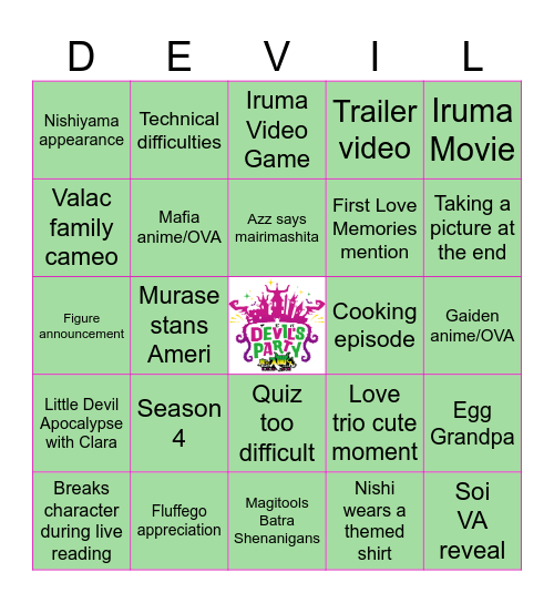 Devil's Bingo Card