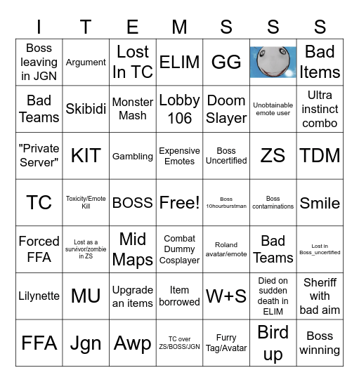 ITEM ASYLUM BINGO Card