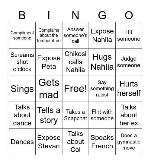 Isa's Birthday Bingo Card