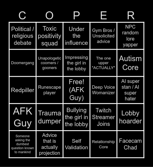 HG Bingo Card v1 Bingo Card