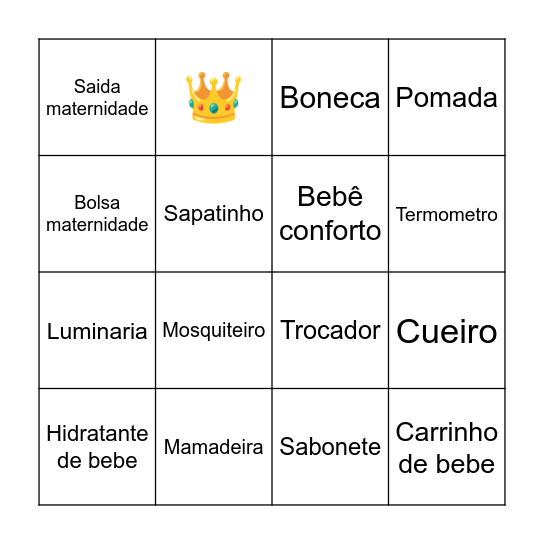 Cha de bebê do Fabricio Bingo Card