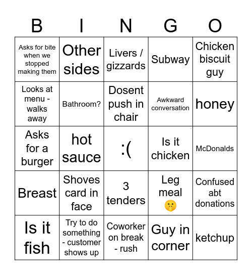 Chester’s chicken Bingo Card