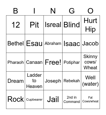 Joseph Bingo Card