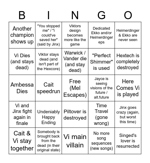 Arcane Act 3, X2 Combo Bingo Card