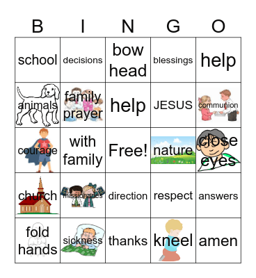 prayer bingo Card
