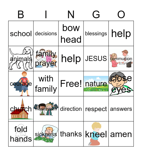 prayer bingo Card