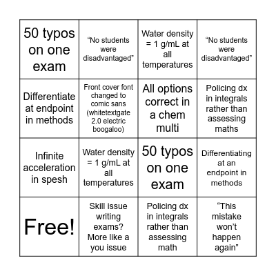 VCAA 2025 bingo board Bingo Card