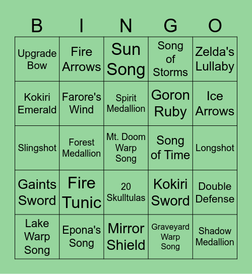 OoT Rando Bingo Card