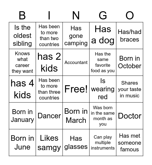 Icebreaker Bingo: Find Someone Who Bingo Card