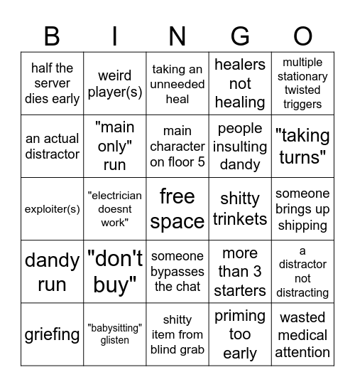 dandy's world bingo Card