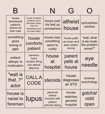 house bingo Card