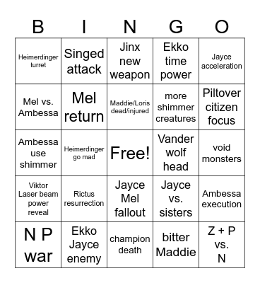 Arcane season 2 act 3 Bingo Card