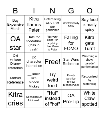 Ordinary Adventures Bingo Card