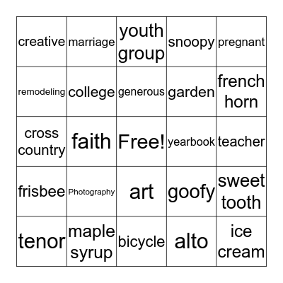 Tic-Pic-Bingo: Michelle & DJ Bingo Card