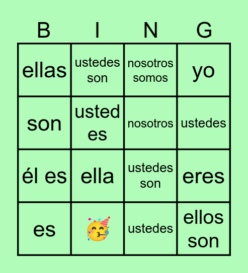 Ser Bingo Card