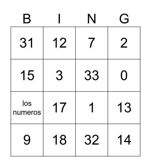 Number Bingo 1-75 Bingo Card