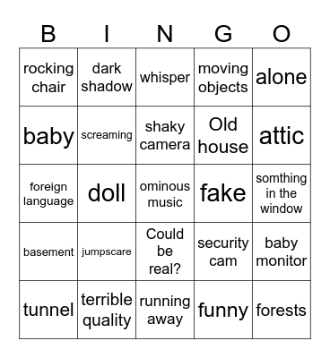 scary bingo with atin and cookie Bingo Card