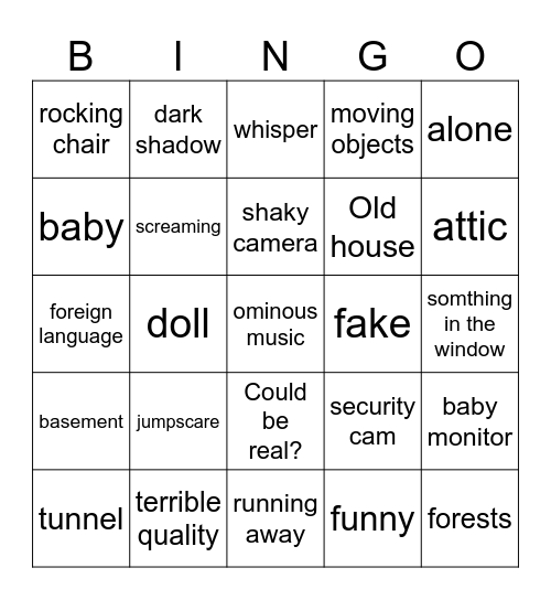 scary bingo with atin and cookie Bingo Card