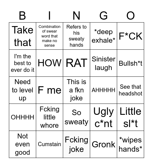 Jake's COD Game Bingo Card