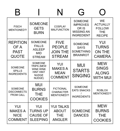 COOKIE BINGO Card