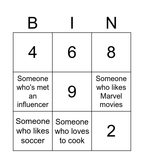 Human Bingo Card