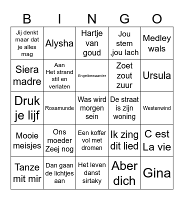 MUSIC! MUSIC! MUSIC! Bingo Card