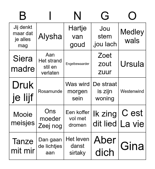 MUSIC! MUSIC! MUSIC! Bingo Card