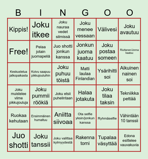 #Sauvonasy Pikkujoulubingo 2024 <3 Bingo Card