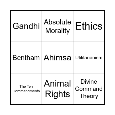 Ethics Bingo Card