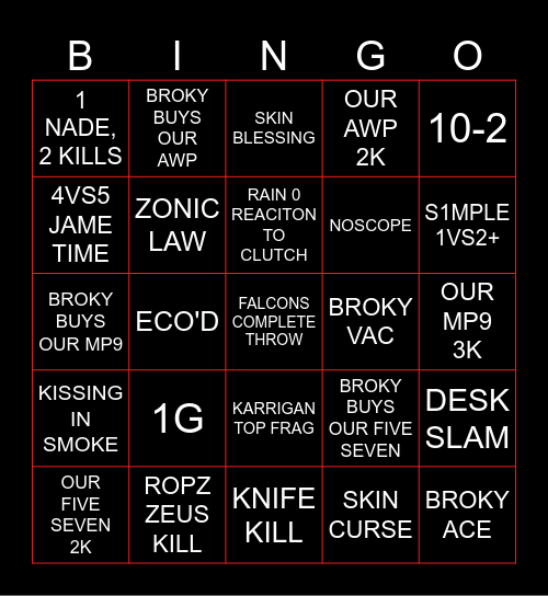 IF BINGO = KNIFE GIVEAWAY Bingo Card