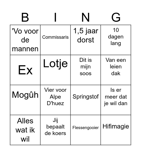 Corpsbingo Card