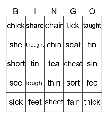 PRONUNCIATION BINGO! Bingo Card