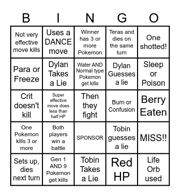 Then we react bingo Dylan Bingo Card
