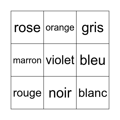 French Bingo Card