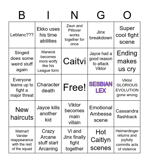 Arcane Act 3 Bingo Card