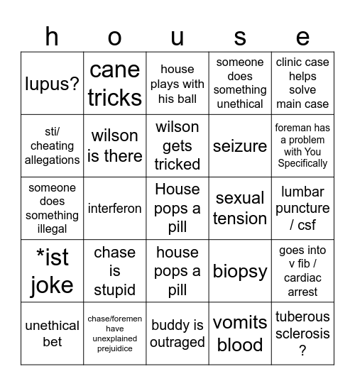 house,,,, Bingo Card