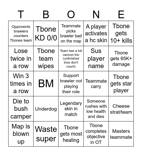 Cultist Blackout Bingo Card